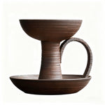 Handmade Coarse Earthenware Oil Lamp and Candleholder
