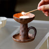 Handmade Coarse Earthenware Oil Lamp and Candleholder