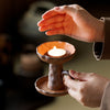 Handmade Coarse Earthenware Oil Lamp and Candleholder