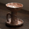 Handmade Coarse Earthenware Oil Lamp and Candleholder