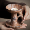 Handmade Coarse Earthenware Oil Lamp and Candleholder