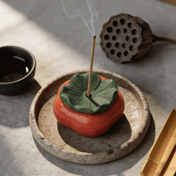 Persimmon-shaped 'All the Best' Incense Stick Holder