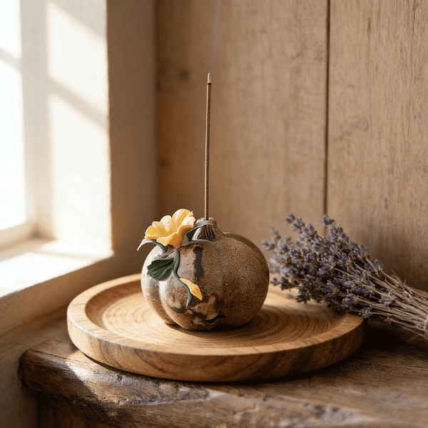 Pumpkin Floral-Decorated Incense Holder