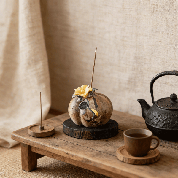 Pumpkin Floral-Decorated Incense Holder
