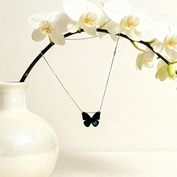 Inlaid Mother-of-Pearl Butterfly Necklace