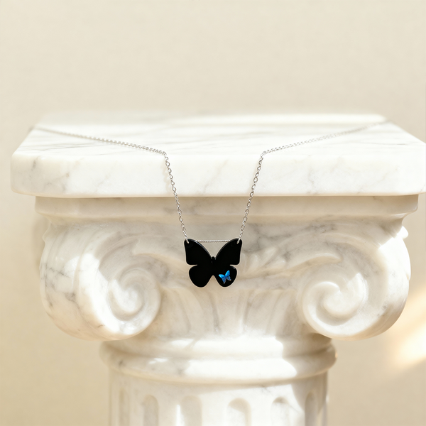 Inlaid Mother-of-Pearl Butterfly Necklace