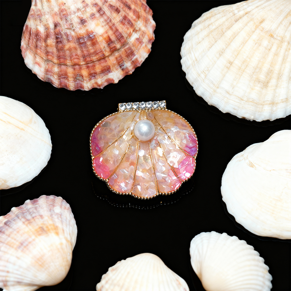 Inlaid Mother-of-Pearl Shell Brooch