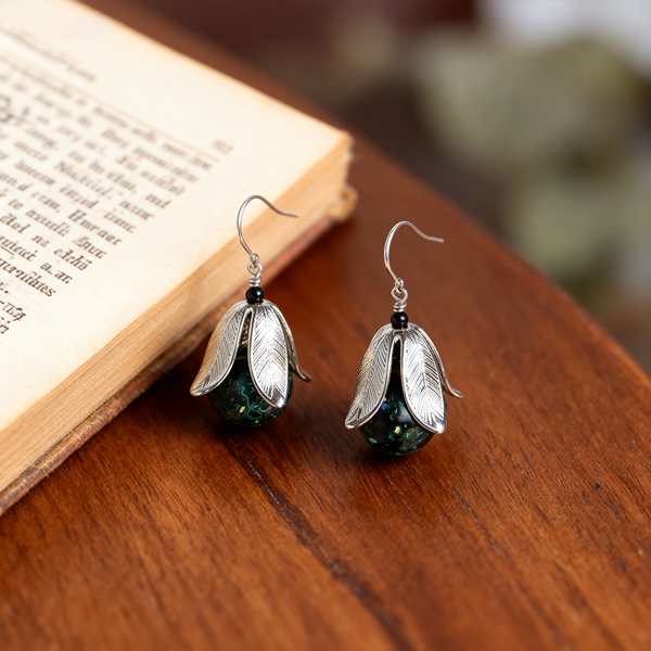 Retro Inlaid Mother-of-Pearl Earrings