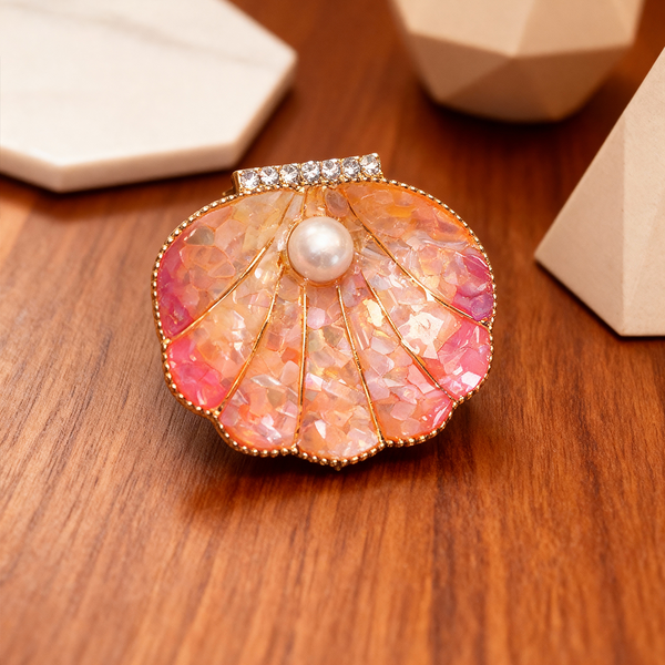 Inlaid Mother-of-Pearl Shell Brooch