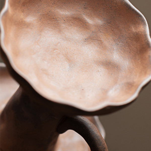 Handmade Coarse Earthenware Oil Lamp and Candleholder