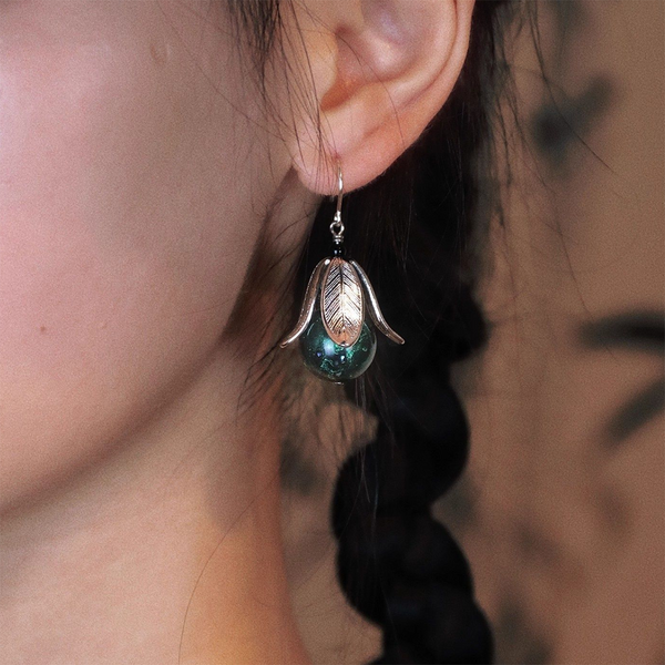 Retro Inlaid Mother-of-Pearl Earrings