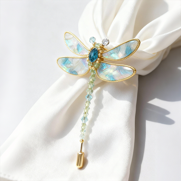 Inlaid Mother-of-Pearl Dragonfly Brooch
