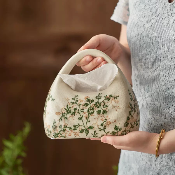 Green Vine Clay Tissue Box