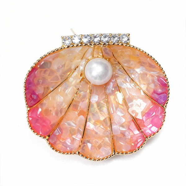 Inlaid Mother-of-Pearl Shell Brooch